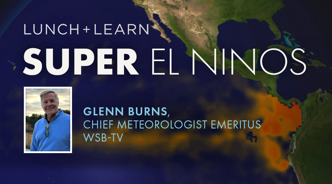 Weather map graphic with headshot of Glenn Burns