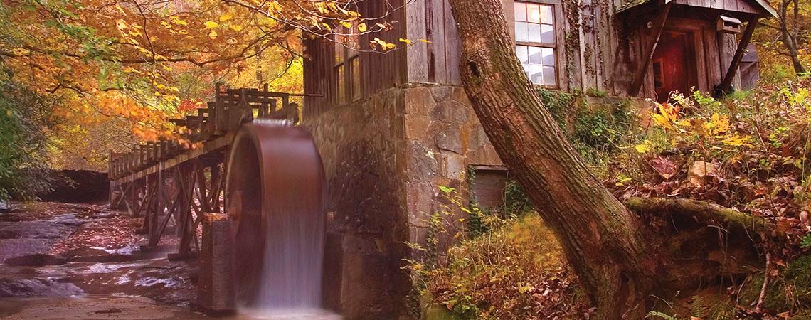 Barker's Creek Mill waterwheel keeps turning