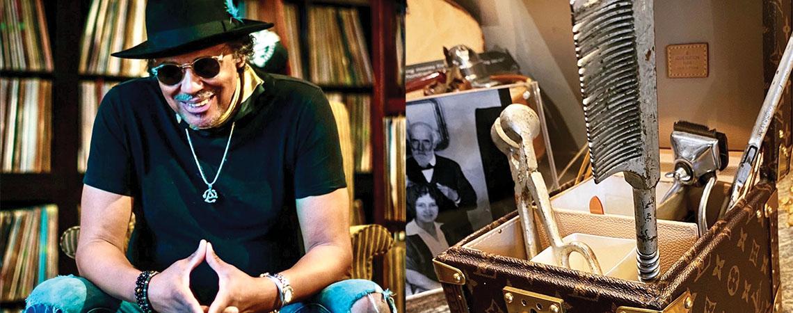 portrait of man and close up of hot comb