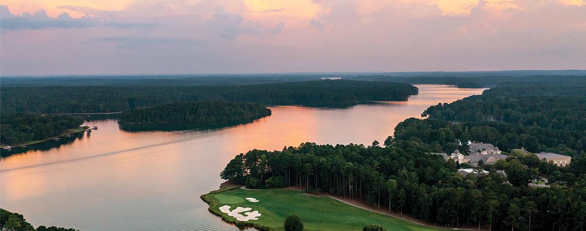 aerial view of lake